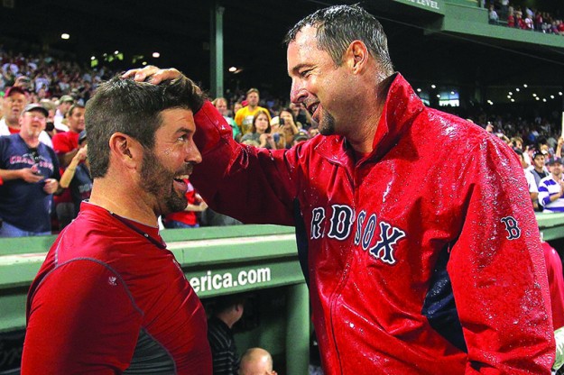 Jason Varitek y Tim Wakefield.