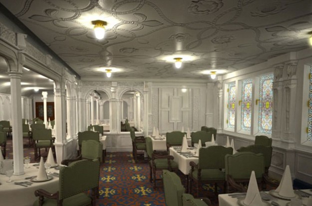 Así será la sala comedor de la primera clase del Titanic II, exactamente igual a la del RMS Titanic.