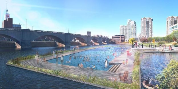 El área de natación permanente estaría en estaría en la línea de Boston-Cambridge, cerca del Museo de Ciencias. 