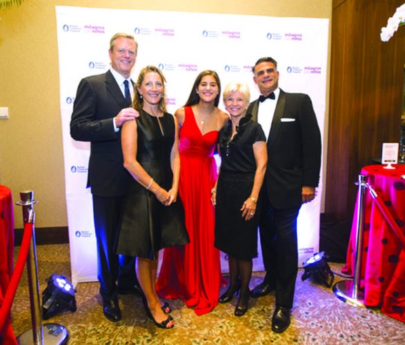 ➥➥ Great Event: MA Governor Charlie Baker from left, First Lady Lauren Baker, Nicole Kouri, Sandra Fenwick, CEO and President of Boston Children’s Hospital and Juan Kouri at the 7th annual Milagros Para Niños Gala.