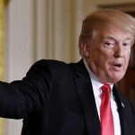 US President Donald Trump speaks during a joint press conference with