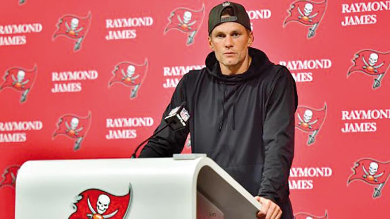 Tom Brady en una rueda de prensa